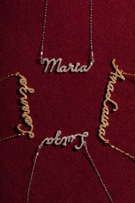 Colar Nome Personalizado Cravejado - Banhado a Ouro