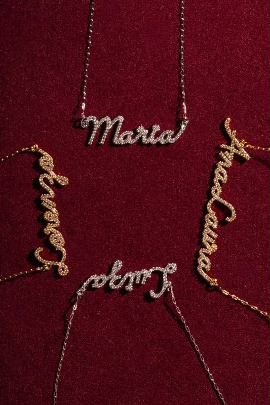 Colar Nome Personalizado Cravejado - Banhado a Ouro