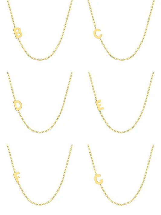 Colar de Letra Lateral Personalizado - Banhado a Ouro