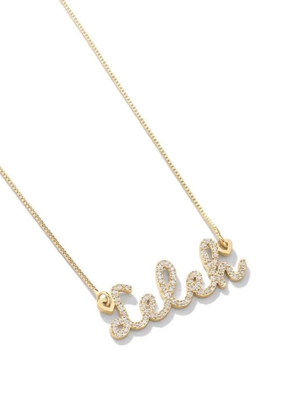 Colar Nome Personalizado Cravejado - Banhado a Ouro